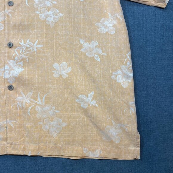Tommy Bahama Mens XL Original Fit Orange Floral 100% Silk Button up Shirt Summer - Picture 7 of 13